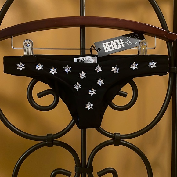 BEACH RIOT Black Floral Bead Bikini - Picture 1 of 5
